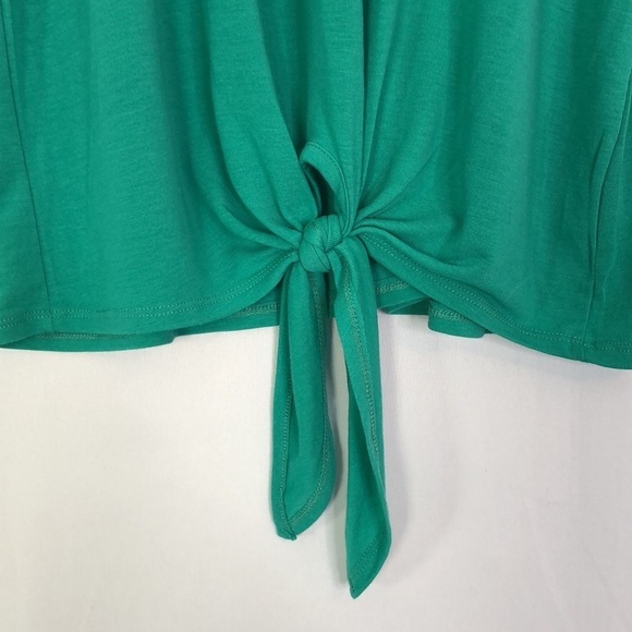 THYME & HONEY Women's Solid Cold Shoulder Round Neck Top Green Size M - Picture 6 of 12